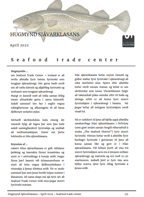 Hugmynd Sjávarklasans – Seafood trade center